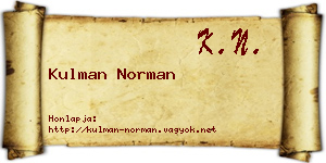 Kulman Norman névjegykártya